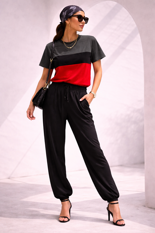 Black & Grey Cotton Jersey T-shirt