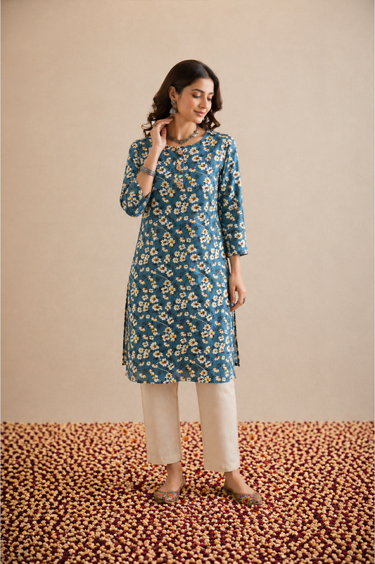 Neel Kamal Floral Kurta (1 Pc)