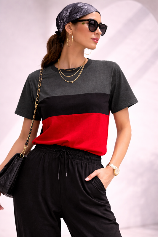 Black & Grey Cotton Jersey T-shirt