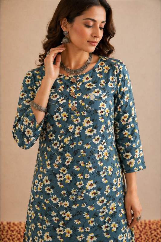 Neel Kamal Floral Kurta (1 Pc)