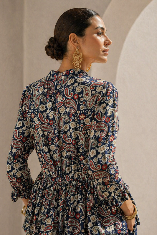 Navy Blue Boho Top