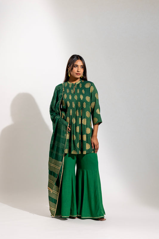 A Rayon Printed Kurta & Palazzo Set