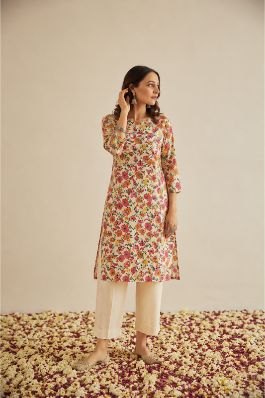 Phool Bahar Floral Kurta (1 Pc)