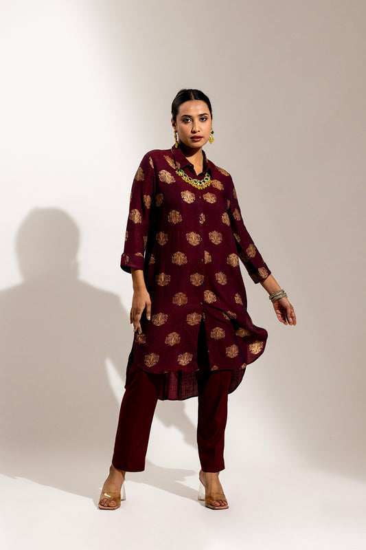 A Shirt Style Rayon Shirt Set