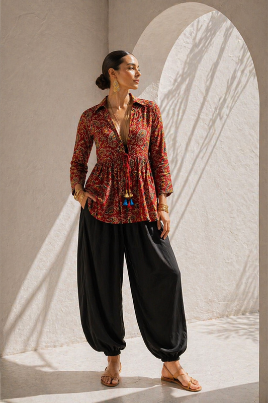 Brick Red Boho Top