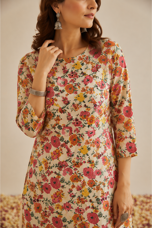 Phool Bahar Floral Kurta (1 Pc)