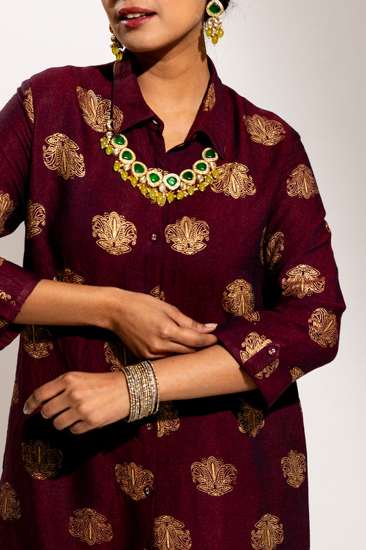 A Shirt Style Rayon Shirt Set