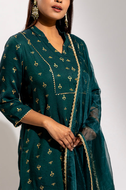 A Rayon Printed Kurta & Palazzo Set