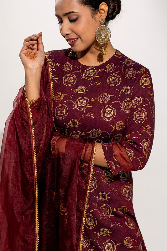 A Rayon Printed Kurta Set