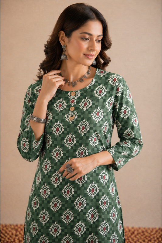 Chaman Geometric Kurta (1 Pc)