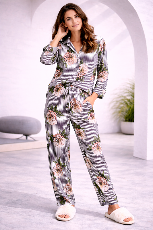 Floral Stripe Nightwear Co-Ord Set